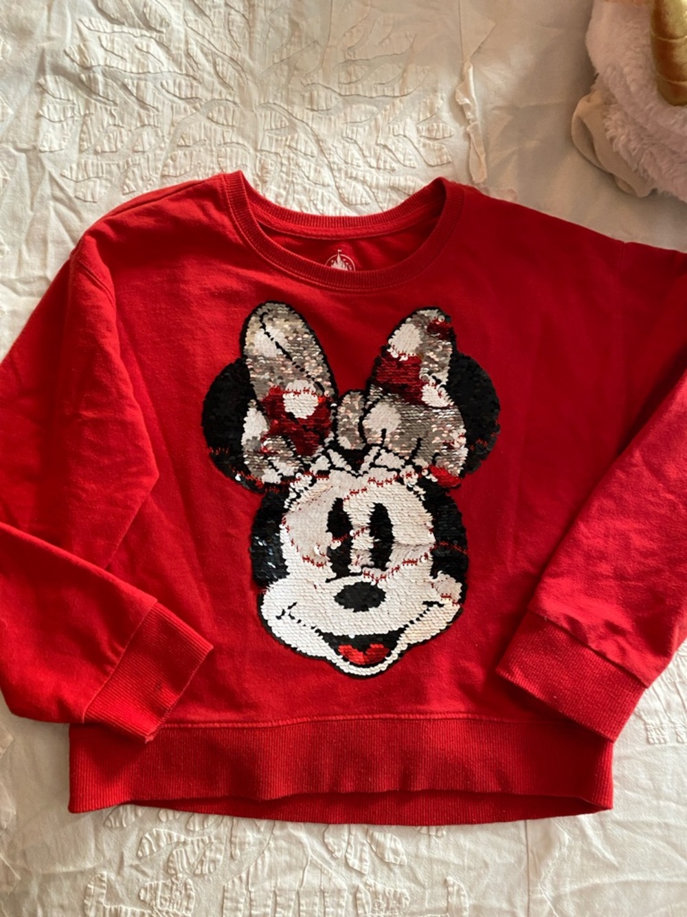 Girls sz 8, Disney Red Minnie Mouse Sequin Sweatshirt